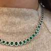Halo Oval Cut Emerald Elegant Necklace