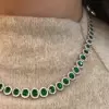 Halo Oval Cut Emerald Elegant Necklace