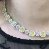 Halo Cushion Cut Yellow Sapphire Necklace