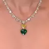 Love Heart Shape Emerald Pendant Necklace