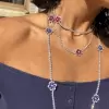Gorgeous Multicolor Flower Pendant Long Necklace