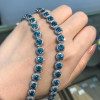 42ctw Round Cut Aquamarine Halo Necklace