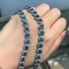 42ctw Round Cut Aquamarine Halo Necklace