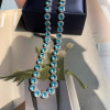 42ctw Round Cut Aquamarine Halo Necklace