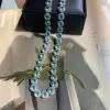 42ctw Round Cut Aquamarine Halo Necklace