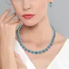 42ctw Round Cut Aquamarine Halo Necklace
