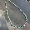 Halo Oval Cut Emerald Art-deco Style Vintage Necklace