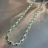 Halo Oval Cut Emerald Art-deco Style Vintage Necklace