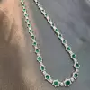 Halo Oval Cut Emerald Art-deco Style Vintage Necklace
