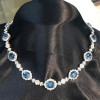 30ctw Oval Cut Aquamarine Flower Design Vintage Necklace