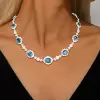 30ctw Oval Cut Aquamarine Flower Design Vintage Necklace