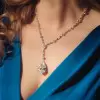 7.3ct Pear Cut White Sapphire Statement Necklace