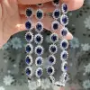35ctw Oval Cut Royal Blue Sapphires Halo Statement Necklace