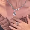 20ctw Pear Cut White Sapphire Pendant Necklace