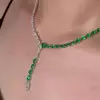 Pear Cut Green Sapphire Necklace