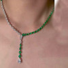 Pear Cut Green Sapphire Necklace