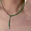 Pear Cut Green Sapphire Necklace