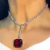 Cushion Cut Ruby Pendant Elegant Necklace