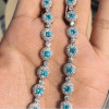 Round Cut Halo Pave Aquamarine Necklace