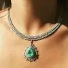 29.56ct Pear Cut Peridot Sapphire Three-Row Pendant Necklace