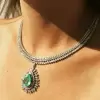 29.56ct Pear Cut Peridot Sapphire Three-Row Pendant Necklace