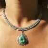 29.56ct Pear Cut Peridot Sapphire Three-Row Pendant Necklace