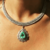 29.56ct Pear Cut Peridot Sapphire Three-Row Pendant Necklace