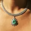 29.56ct Pear Cut Peridot Sapphire Three-Row Pendant Necklace