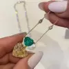 Yellow and Green Sapphire Heart Pendant Necklace