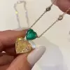 Yellow and Green Sapphire Heart Pendant Necklace