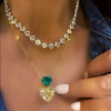 Yellow and Green Sapphire Heart Pendant Necklace