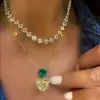 Yellow and Green Sapphire Heart Pendant Necklace