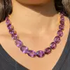 Oval Cut Amethyst Necklace in Gold