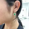 Vintage Style Oval Cut Emerald Drop Earrings in Gold