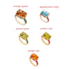 8ct Emerald Cut Multicolor Sapphire Paved Cocktail Ring