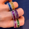 Emerald Cut Multicolor and White Sapphire Petal Ring