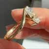 5ct Cushion Cut Modern Style Bypass Engagement Ring