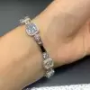 Cushion Cut White Sapphire Halo Bracelet