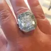 3ct Halo Cushion Cut White Sapphire Engagement Ring