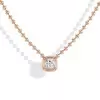 Double Bubble Bezel Pendant Ball Chain Everyday Necklace
