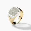 1ct Paved White Sapphire Two Tone Signet Ring