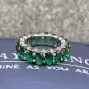 10ctw Oval Cut Emerald and Sapphire Eternity Ring