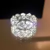 Round Cut White Sapphire Double Under Halo Eternity Band