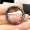 Multicolor Sapphire Inside and Out Paved Eternity Ring