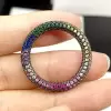 Multicolor Sapphire Inside and Out Paved Eternity Ring