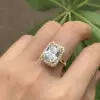 3.4ct Radiant Cut White Sapphire Engagement Ring in Gold