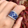 9ctw Emerald Cut Blue Sapphire Wedding Band