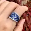 9ctw Emerald Cut Blue Sapphire Wedding Band