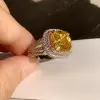 5.6ct Cushion Cut Yellow Sapphire Engagement Ring