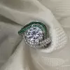 Vintage 3.8ct Halo Round Cut White Sapphire Engagement Ring